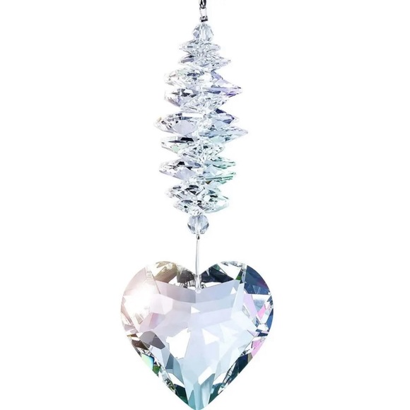 Clear Glass Heart Crystal Ball Prism Pendant, Window Light Catcher